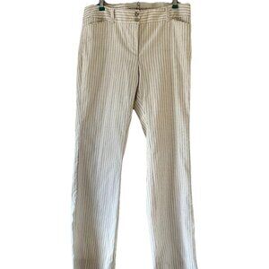 WHITE HOUSE BLACK MARKET Legacy Pants White Pinstripe Modern Boot Size 10